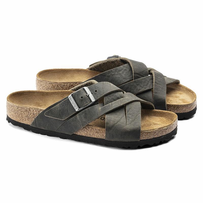 Birkenstock Lugano Oiled Læder Sandaler Herre Khaki | DK 220QMA